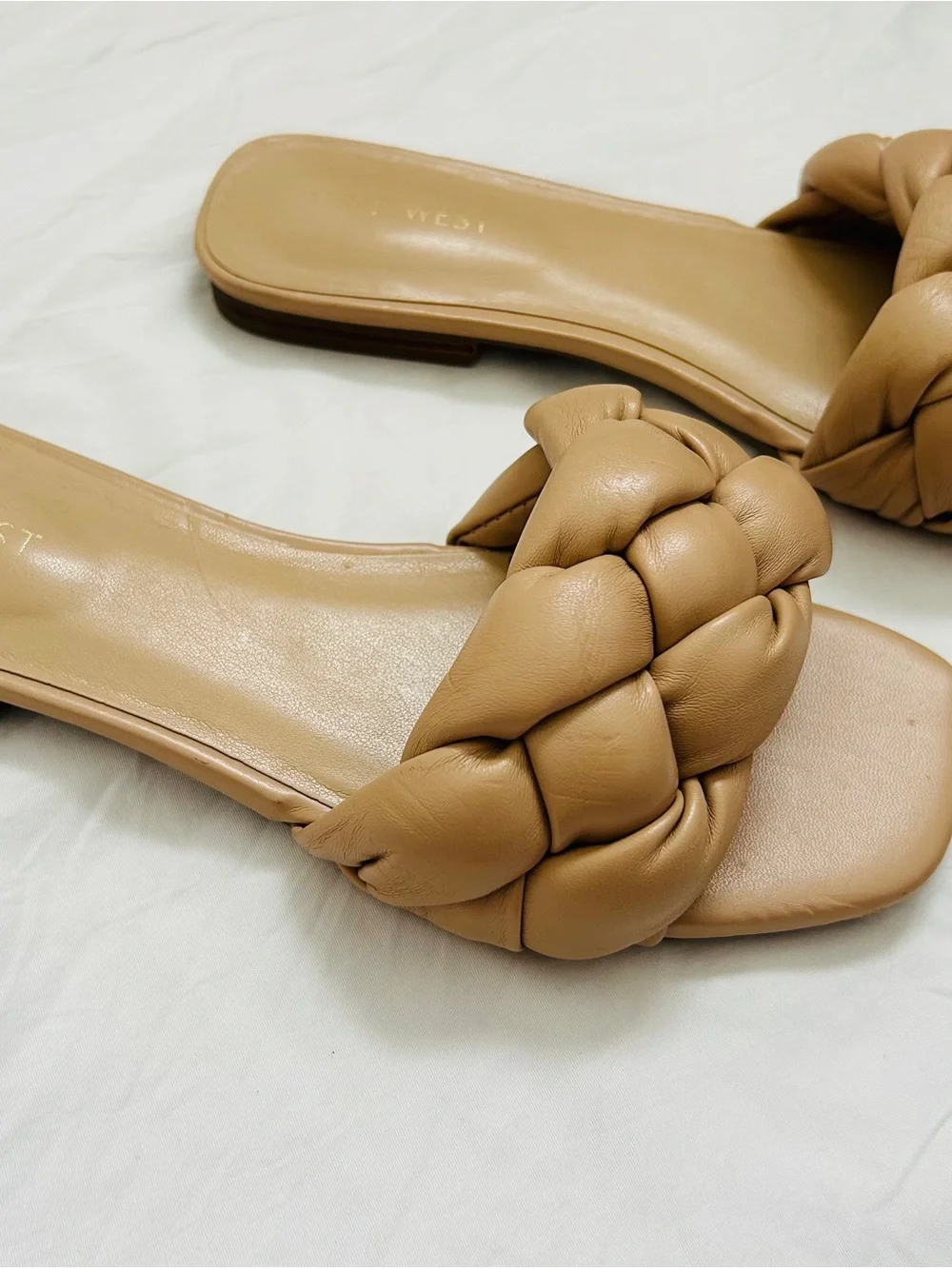 Nine West Tan Braided Slide Sandals